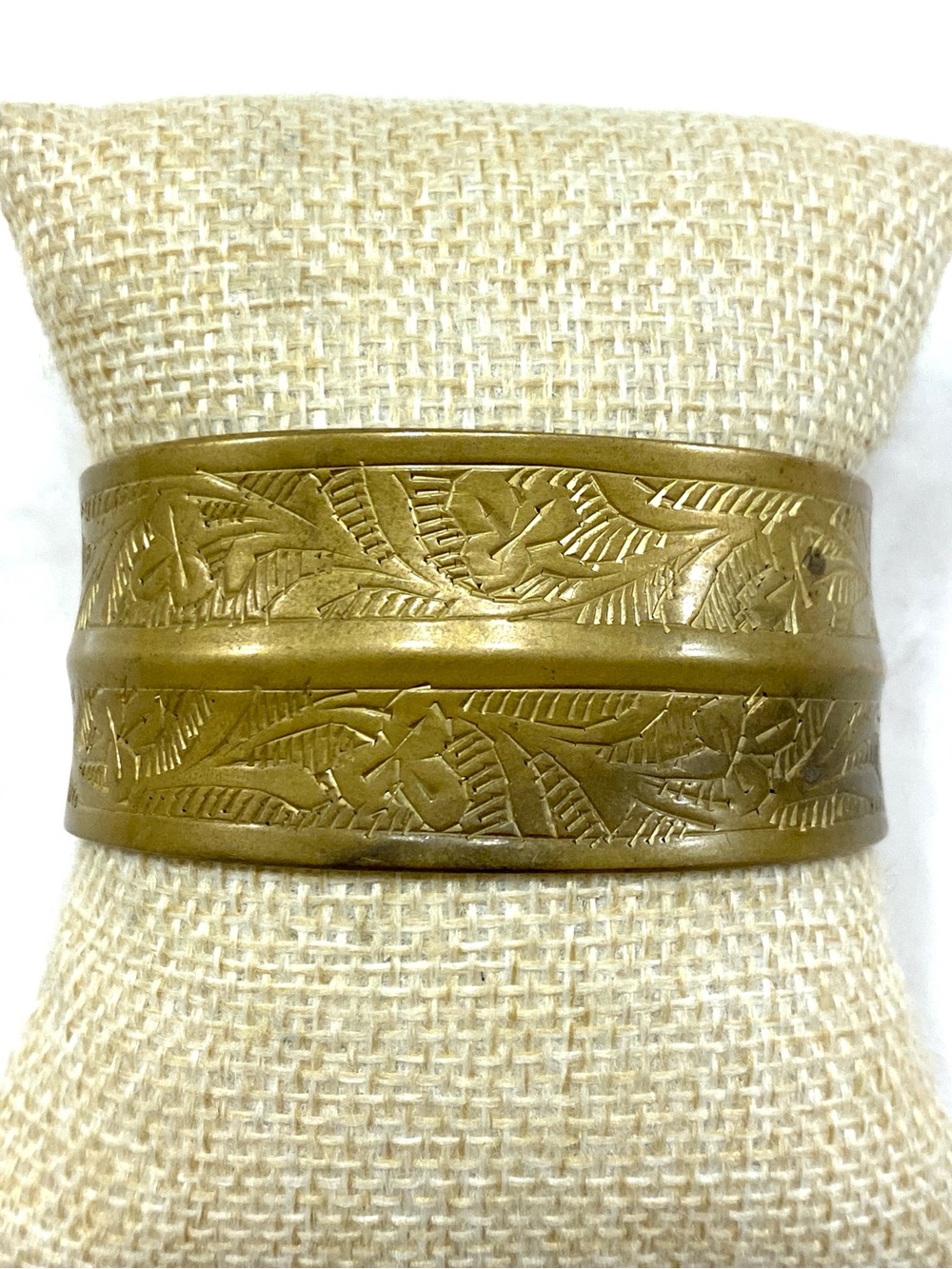 Vintage Gold-Tone Etched Cuff Bracelet